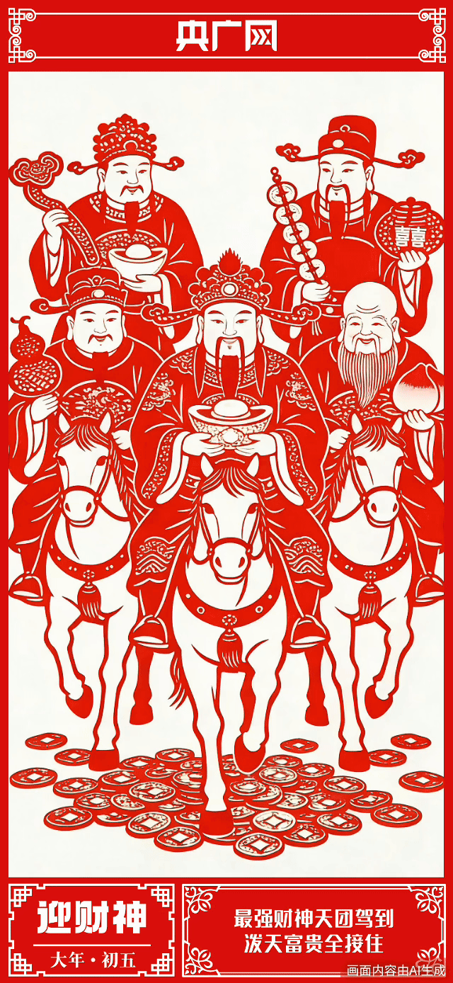年味里的中国丨大年初五,迎财神,福禄寿喜财临门!
