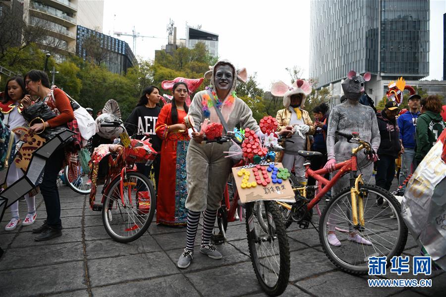 墨西哥城举行自行车生肖装饰大赛