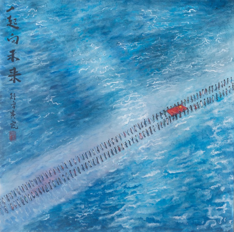 舒勇每日一画《一起向未来》主题作品：让冰墩墩、雪容融带你读懂中国