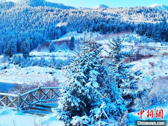 冬日的新疆天山天池宛如走进了冰雪童话世界。　刘文艺 摄