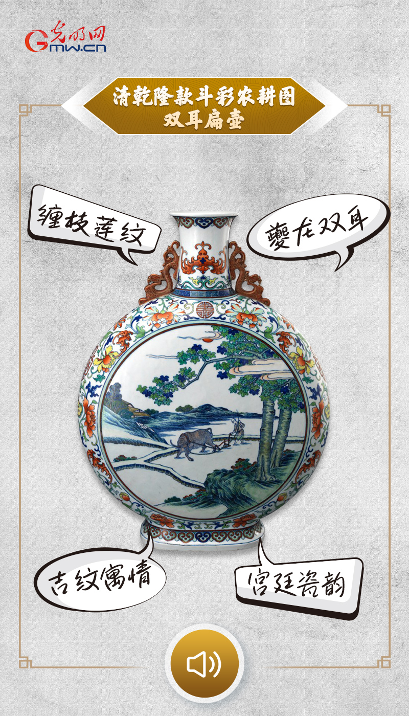 文物会说话”有声海报｜斗彩凝雅韵，扁壶绘耕桑