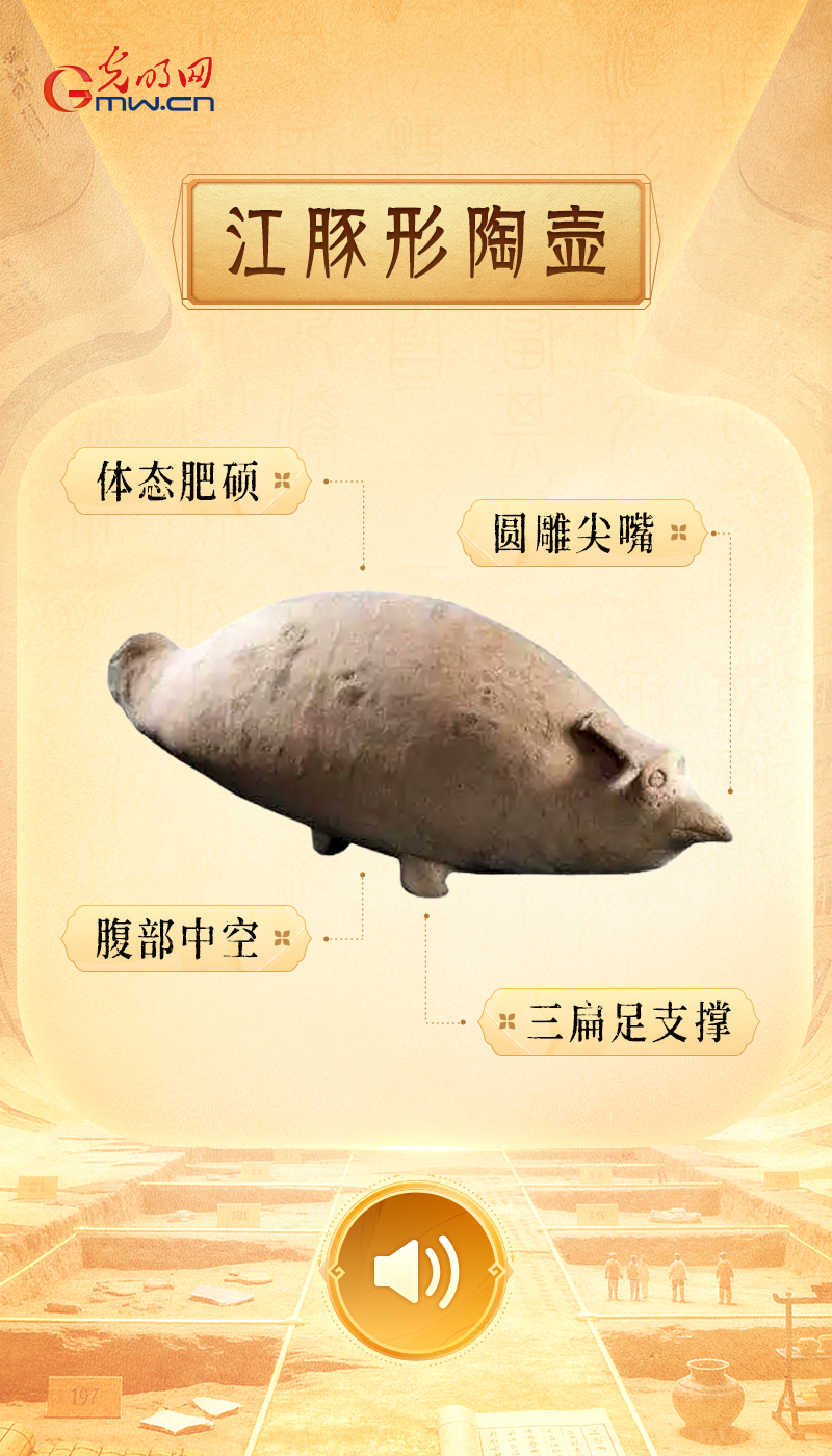 “文物会说话”有声海报|“陶”气江豚游长江 江豚形陶壶