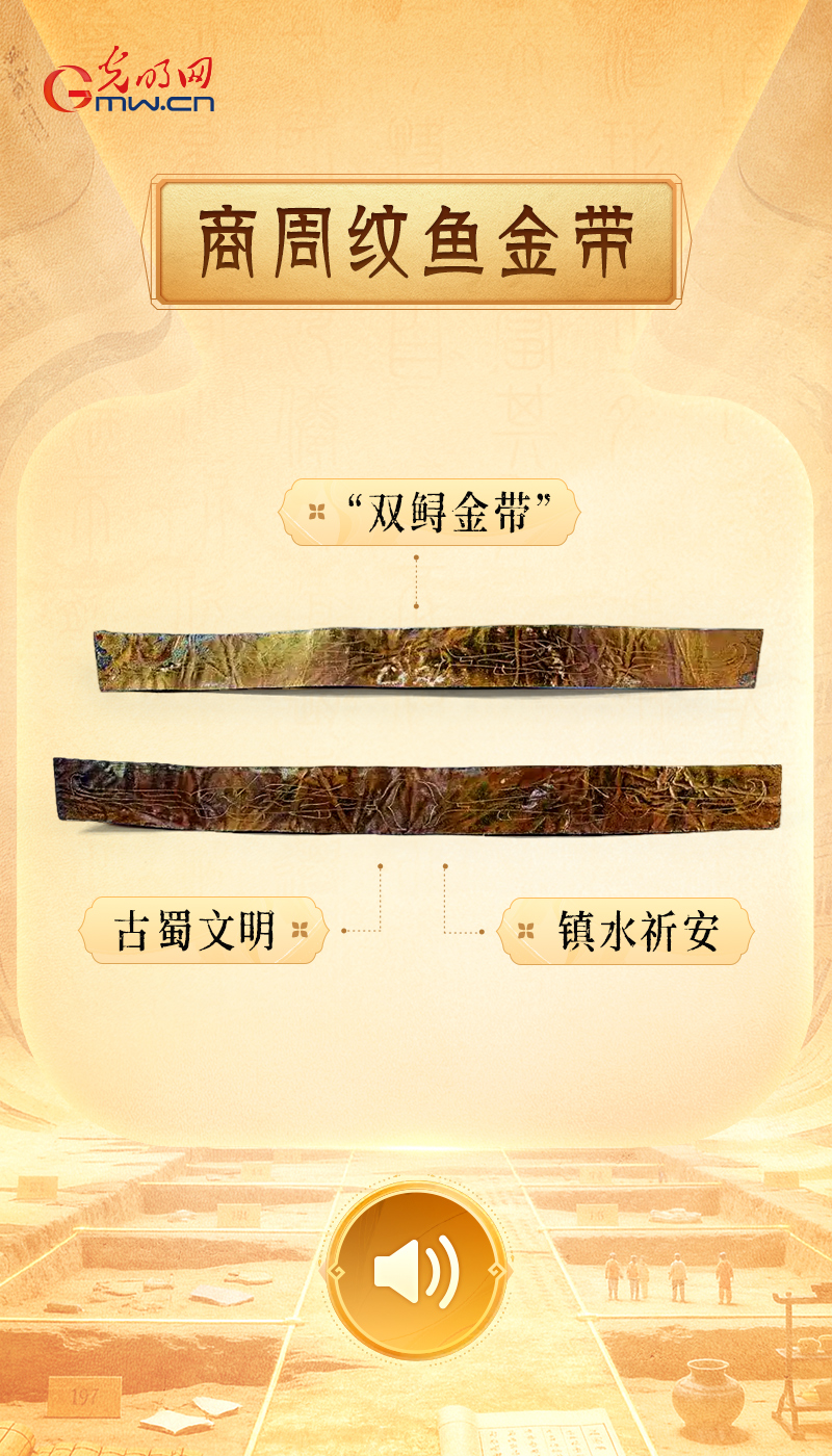“文物会说话”有声海报|3000多年前的“镇怪之宝” 商周纹鱼金带