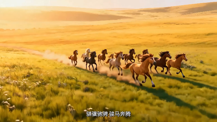 AI动画丨骐骥驰骋，骏马奔腾，祝福祖国繁荣昌盛、新春大吉！